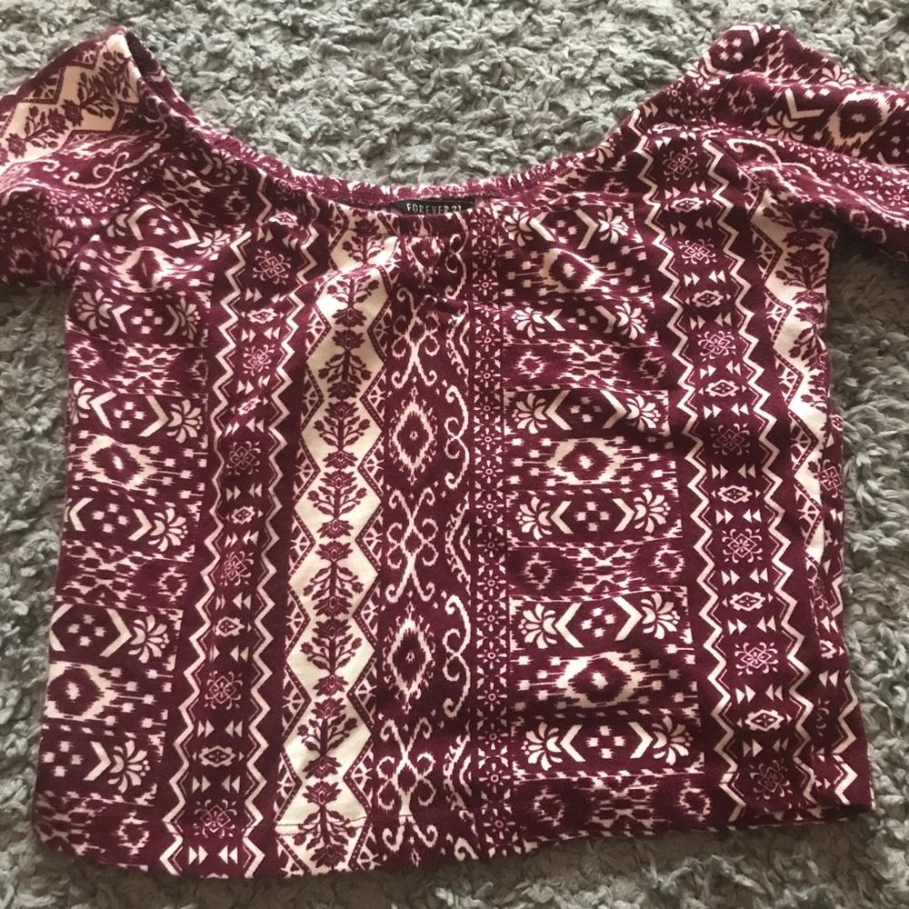 Aztec off the shoulder crop top